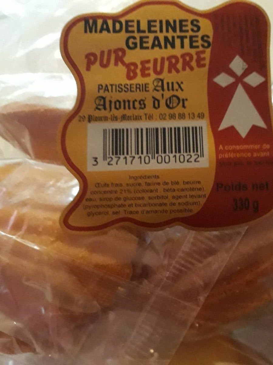 Patisserie Aux Ajoncs D’or Madeleines géante pur beurre packshot