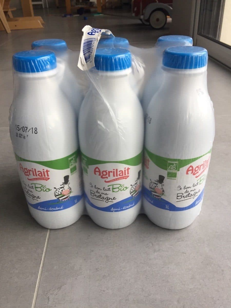 Agrilait Pack de 6 bouteilles de Lait 1/2 écremé UHT BIO Agrilait packshot