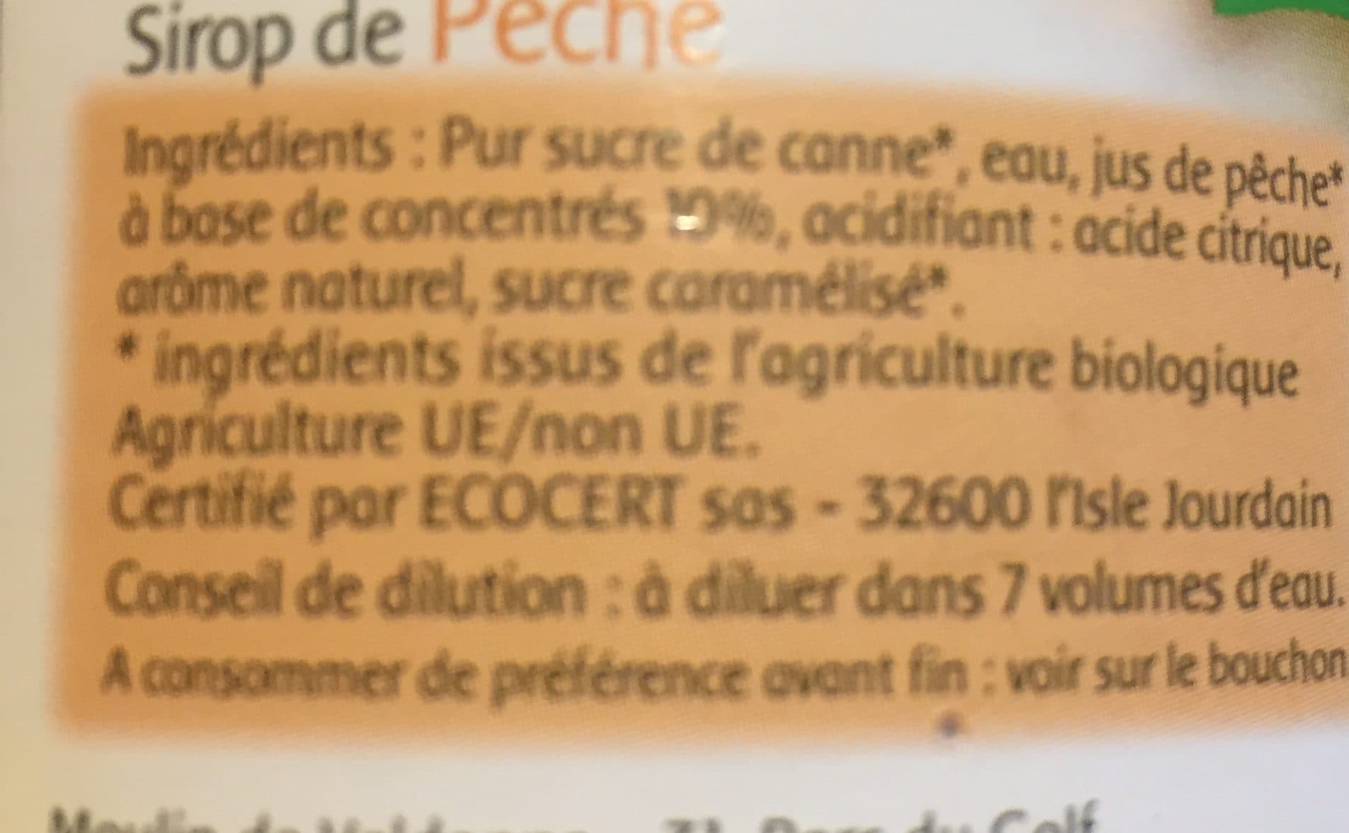 Moulin De Valdone Sirop de peche packshot