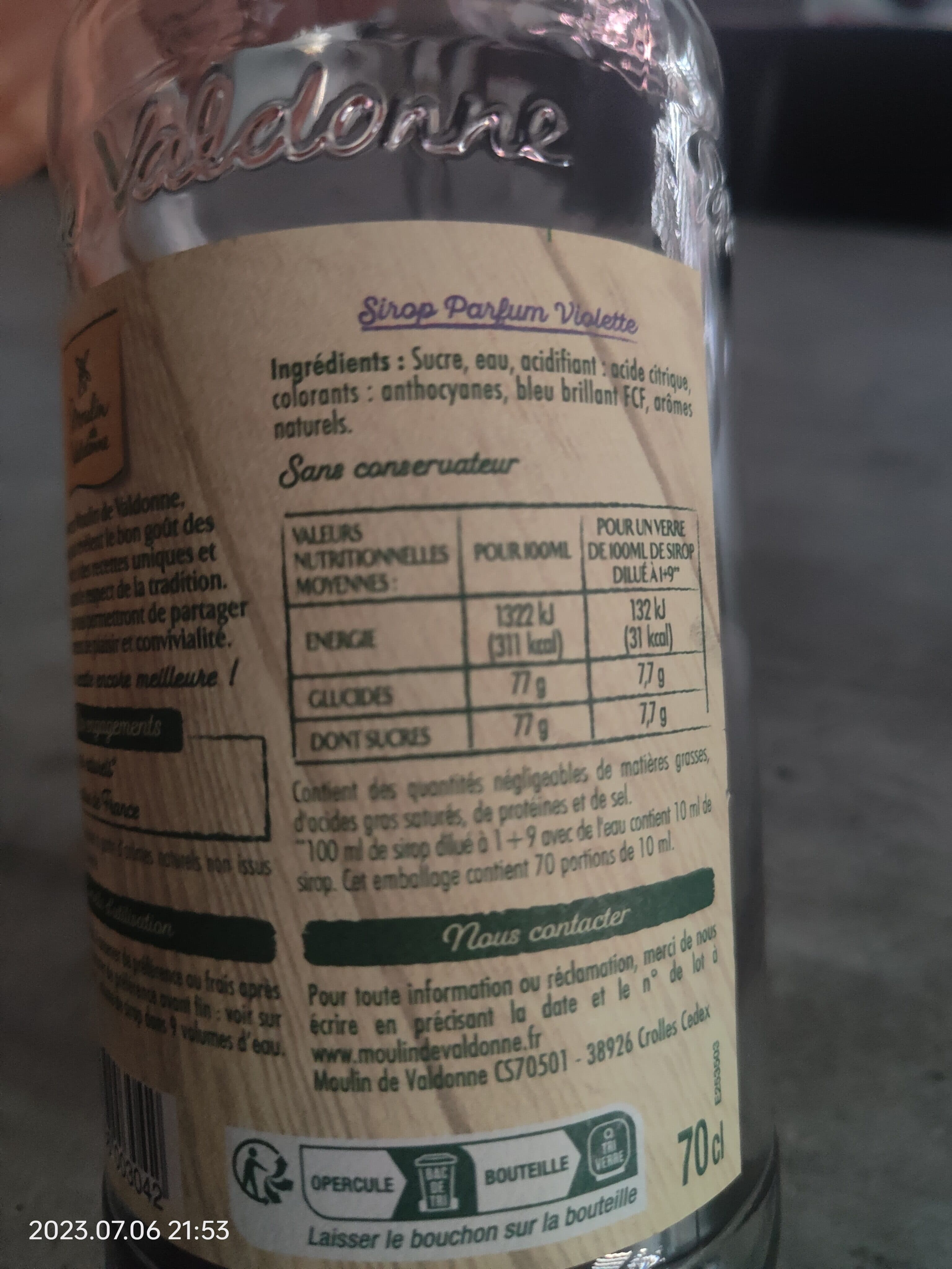 Moulin de Valdonne Sirop de Violette packshot