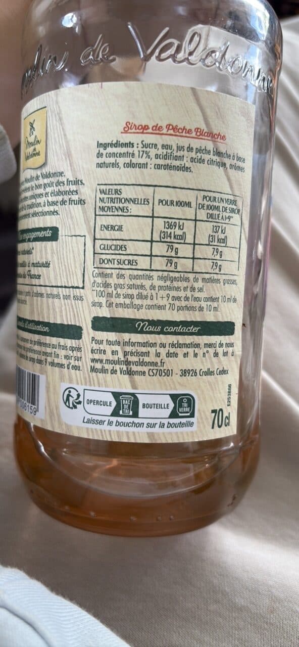 Moulin de Valdonne Sirop Pêche blanche packshot