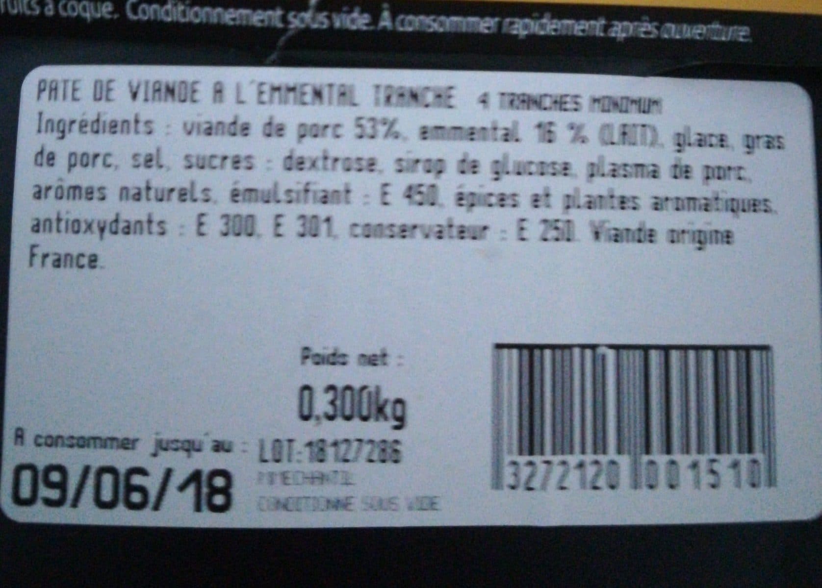 Open Food Facts Pâte de viande à l emmental packshot