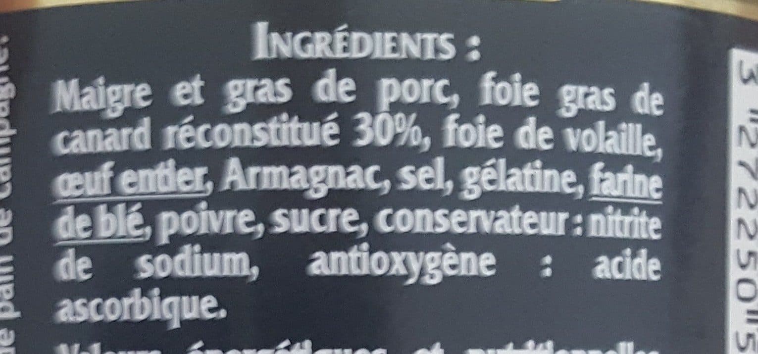 Open Food Facts Pâté de porc au foie gras de canard packshot