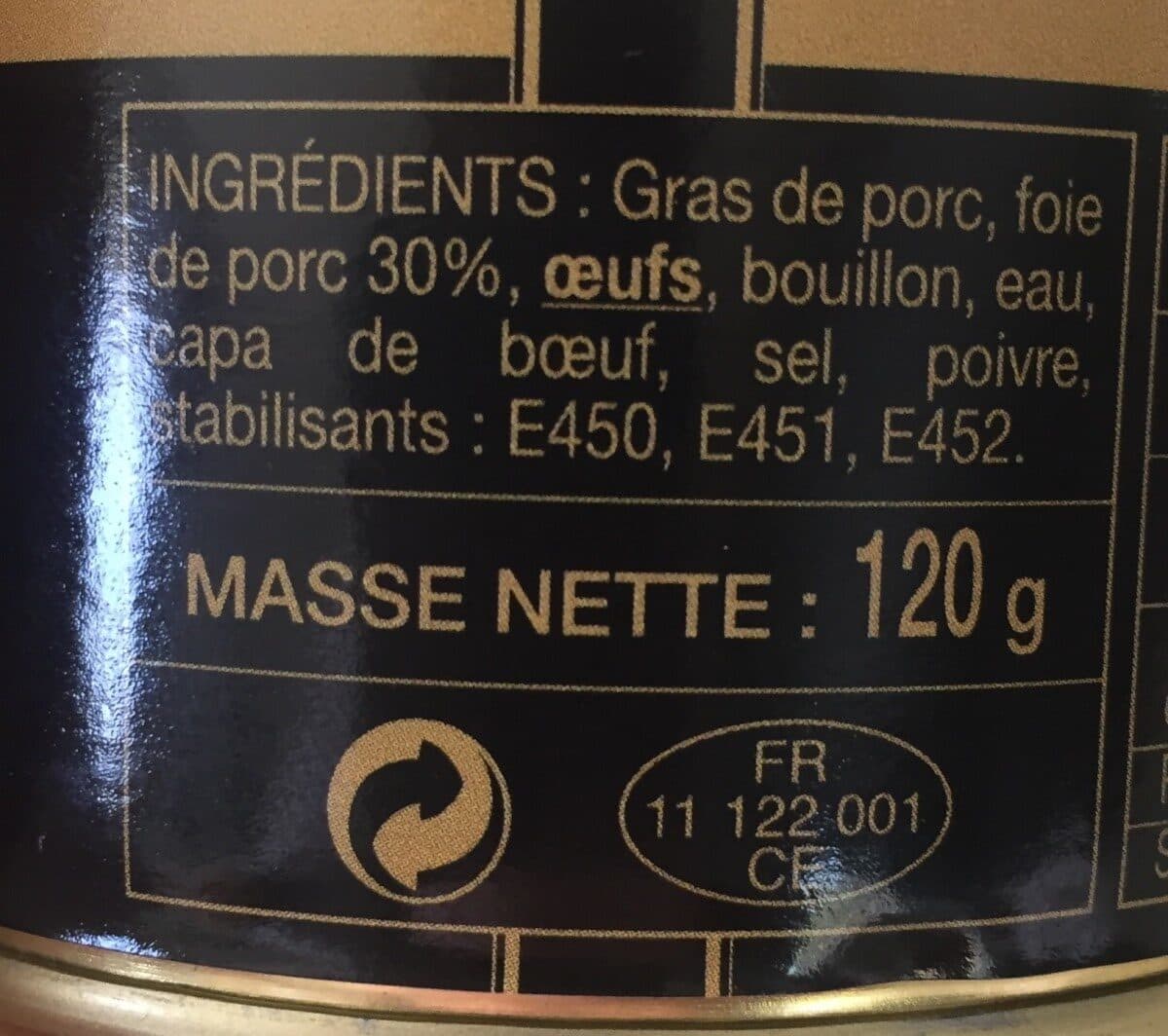 Open Food Facts Pate de foie pur porc packshot