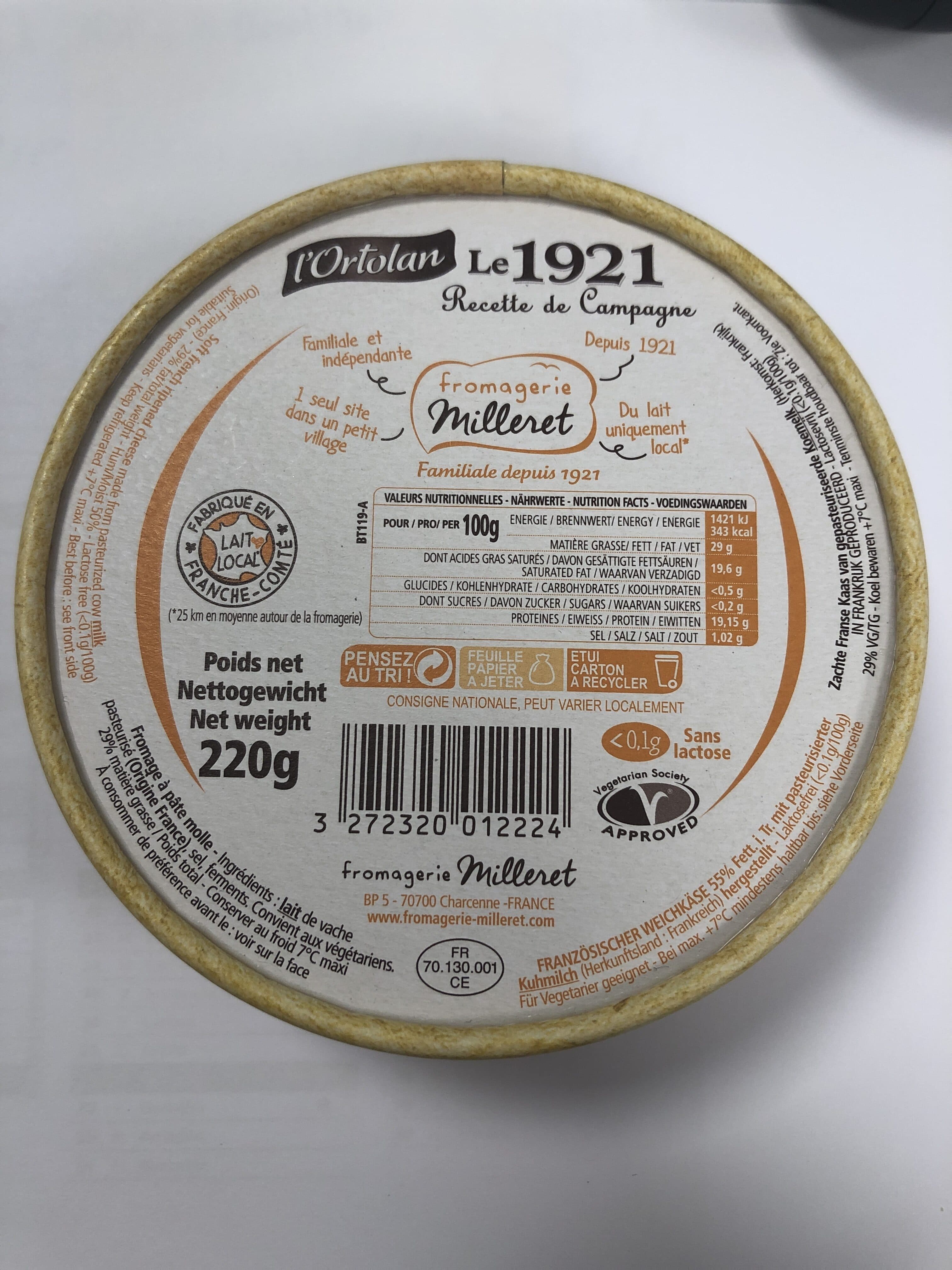 Fromagerie Milleret Le 1921 packshot