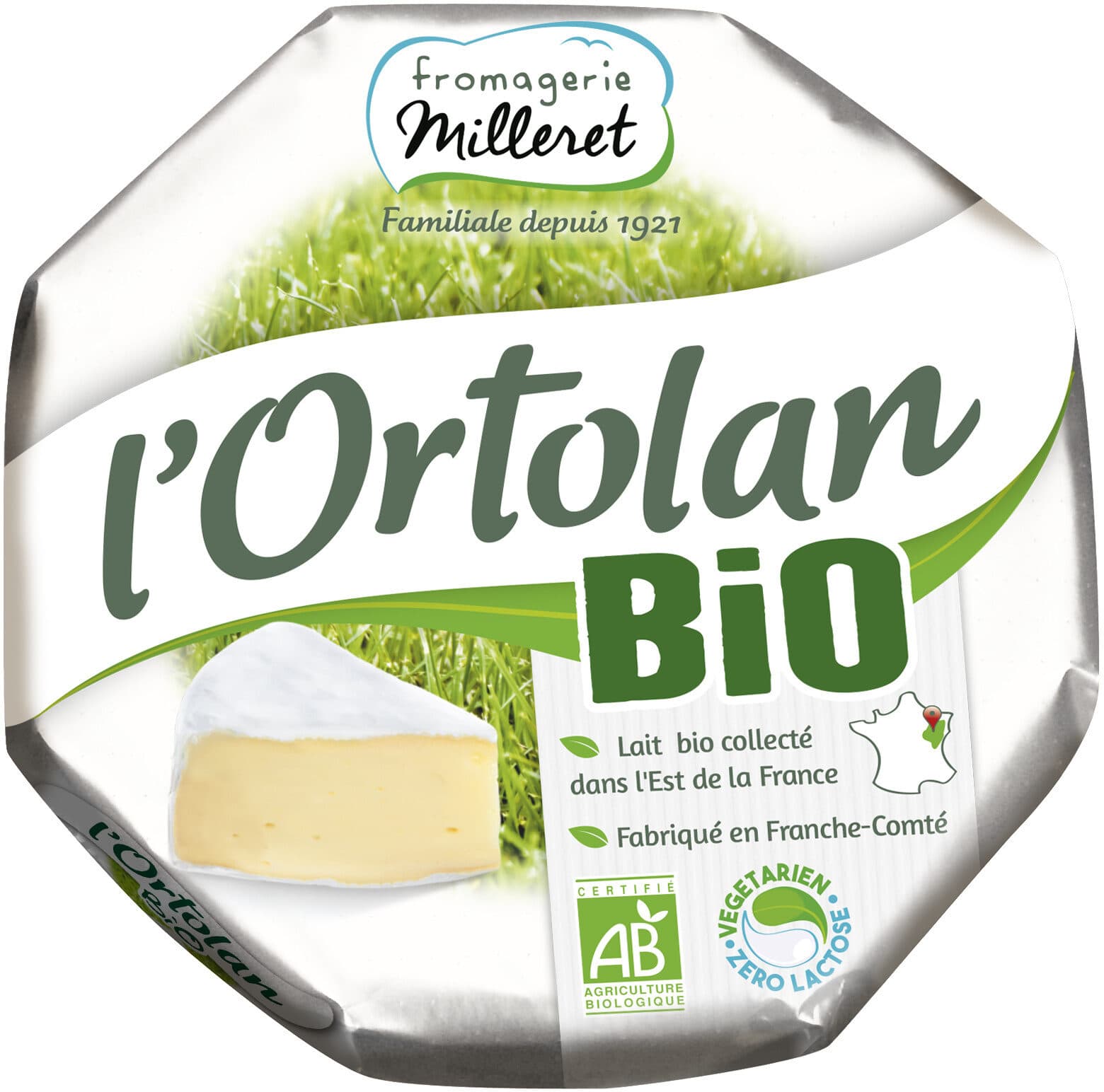 Fromagerie Milleret L'Ortolan Bio 250g marque packshot