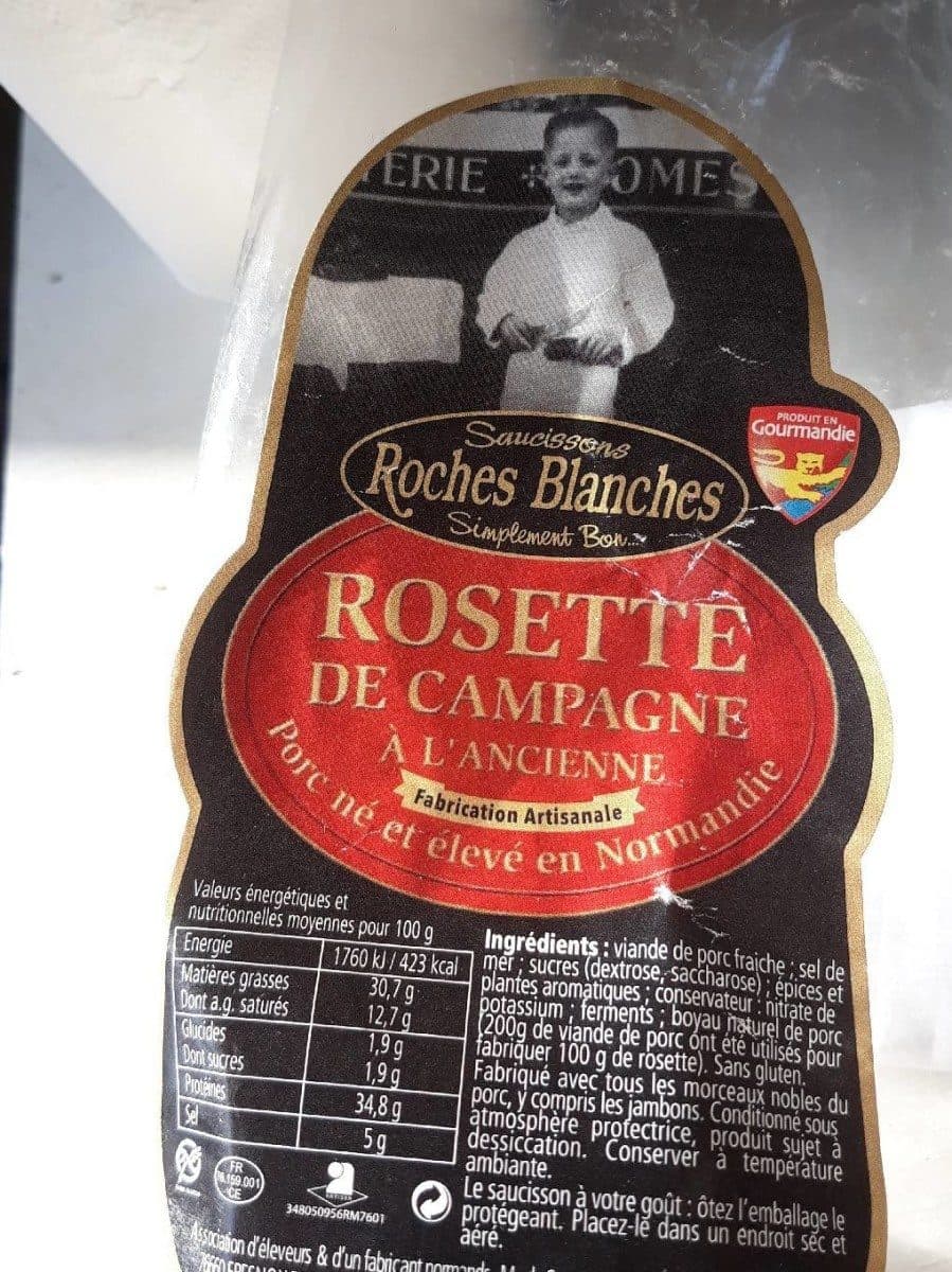 Roches blanches Rosette de campagne pur porc, Fabrication artisanale packshot