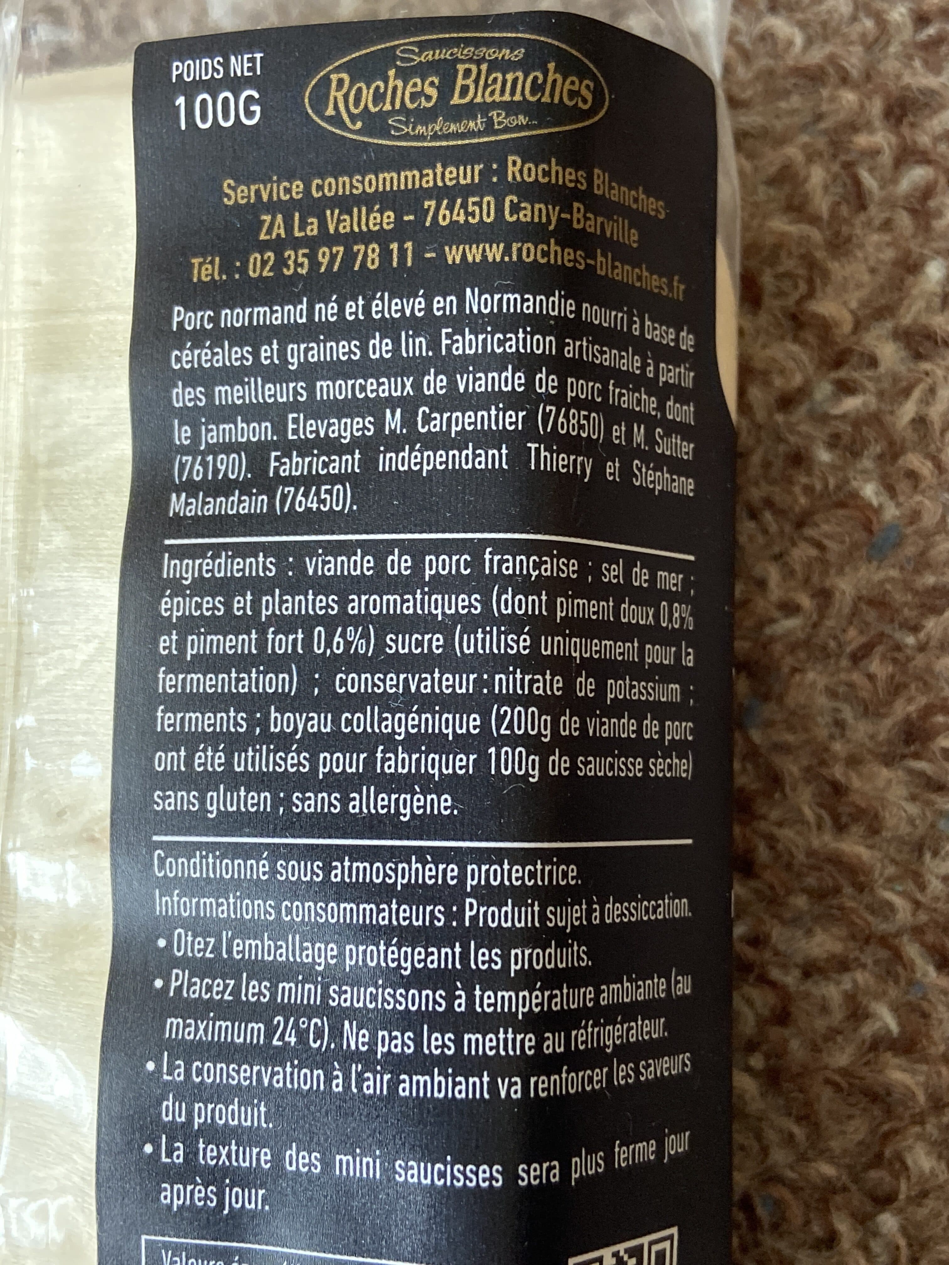 ROCHES BLANCHES SAUCI- CROCQ MINI SAUCISSE SECHE AUX PIMENTS packshot