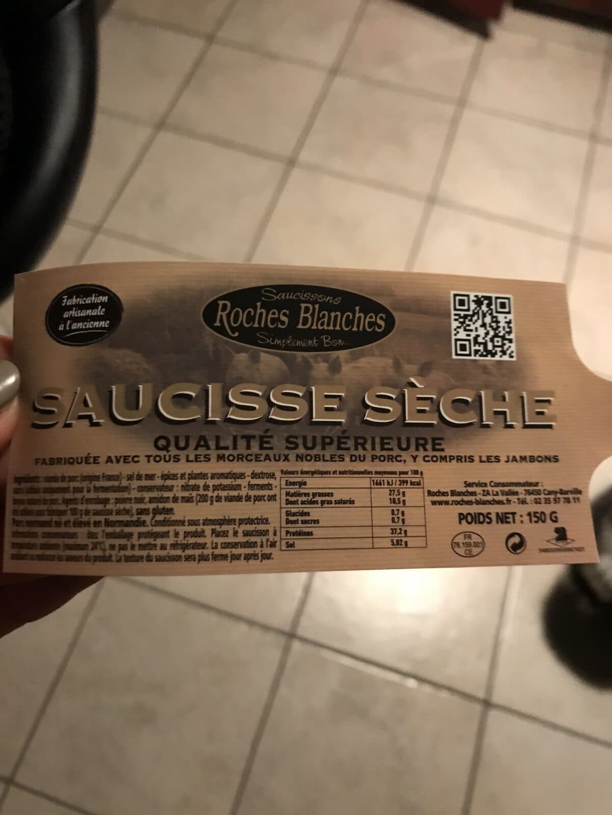 Open Food Facts Saucisse Sèche Enrobée Au Poivre Noir packshot