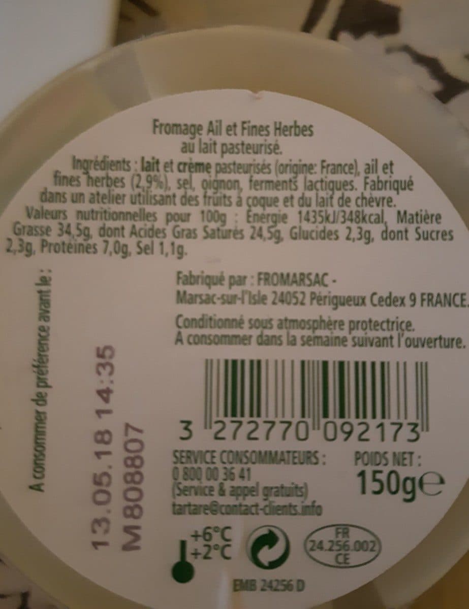 Savencia La motte fraîche - Fromage - Ail & fines herbes packshot