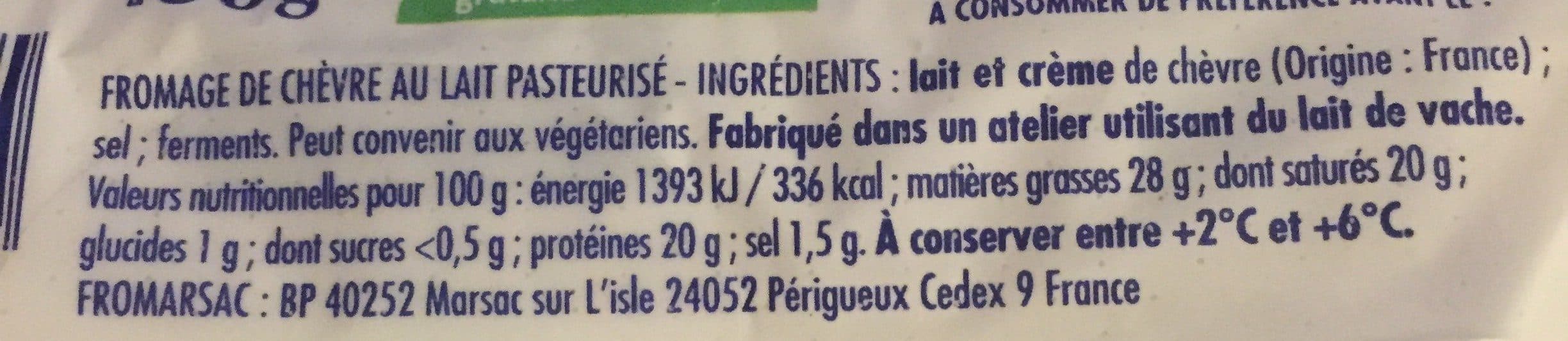 Chavroux La Bûche pur chèvre Lait 100% packshot