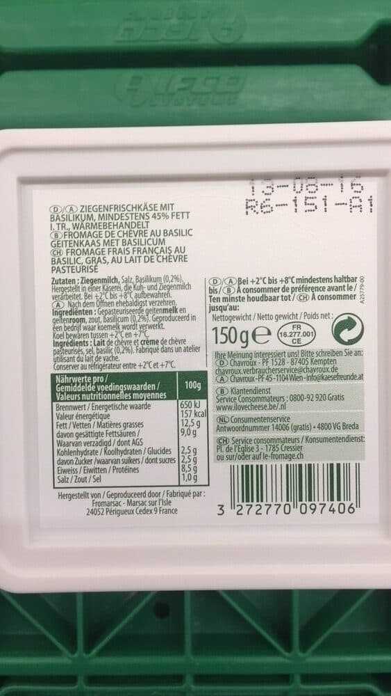 Chavroux Fromage de chèvre au basilic packshot