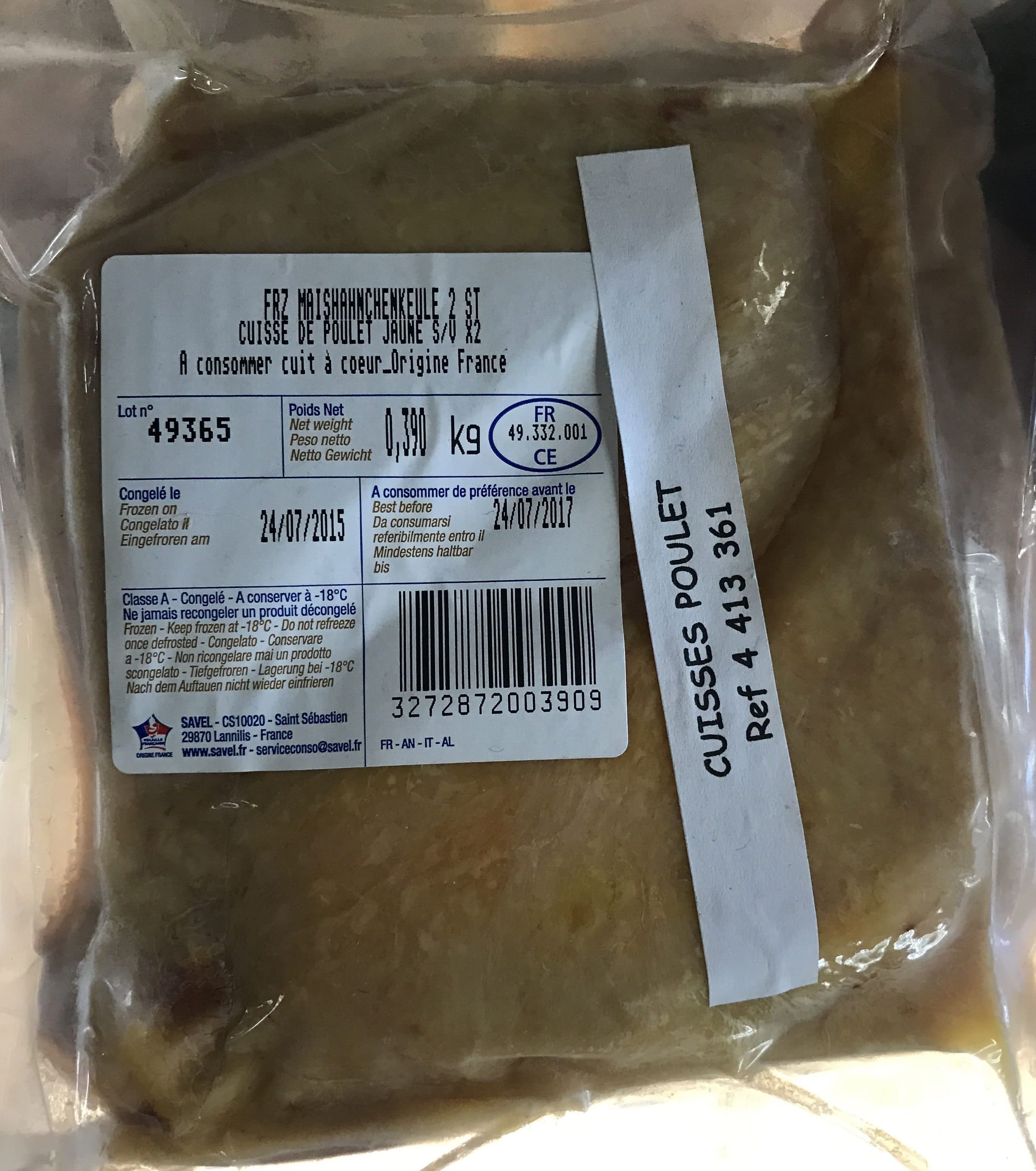 Savel Cuisse de poulet jaune S/V x2 packshot
