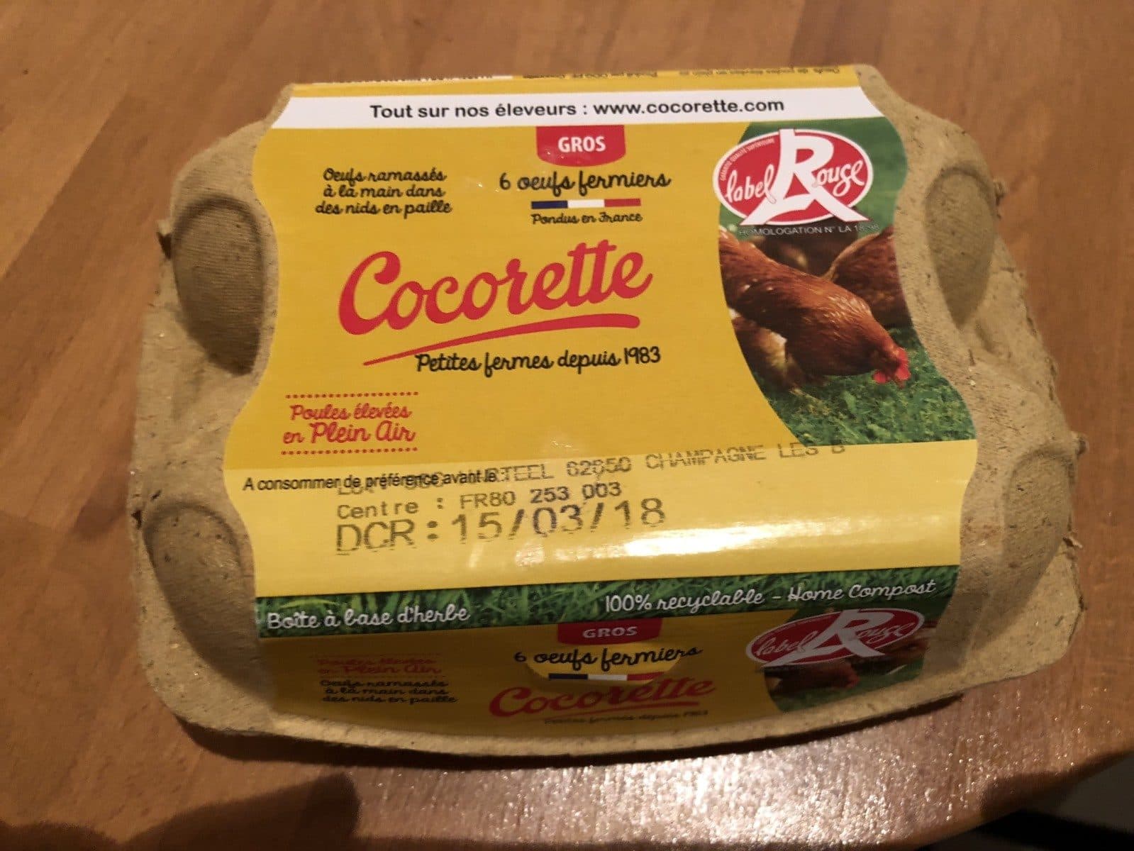 Cocorette Oeufs Fermiers plein air Label Rouge packshot