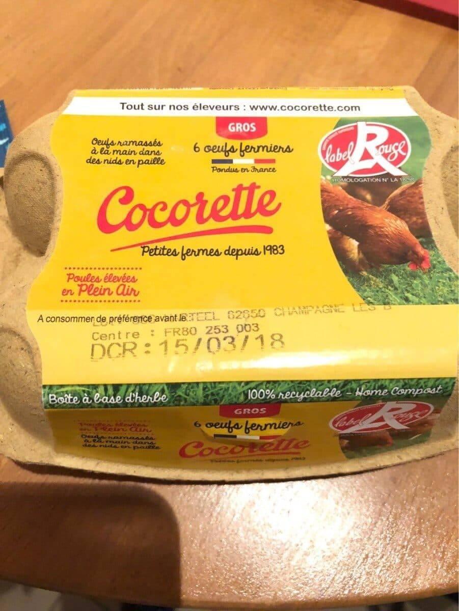 Cocorette Oeufs Fermiers plein air Label Rouge packshot