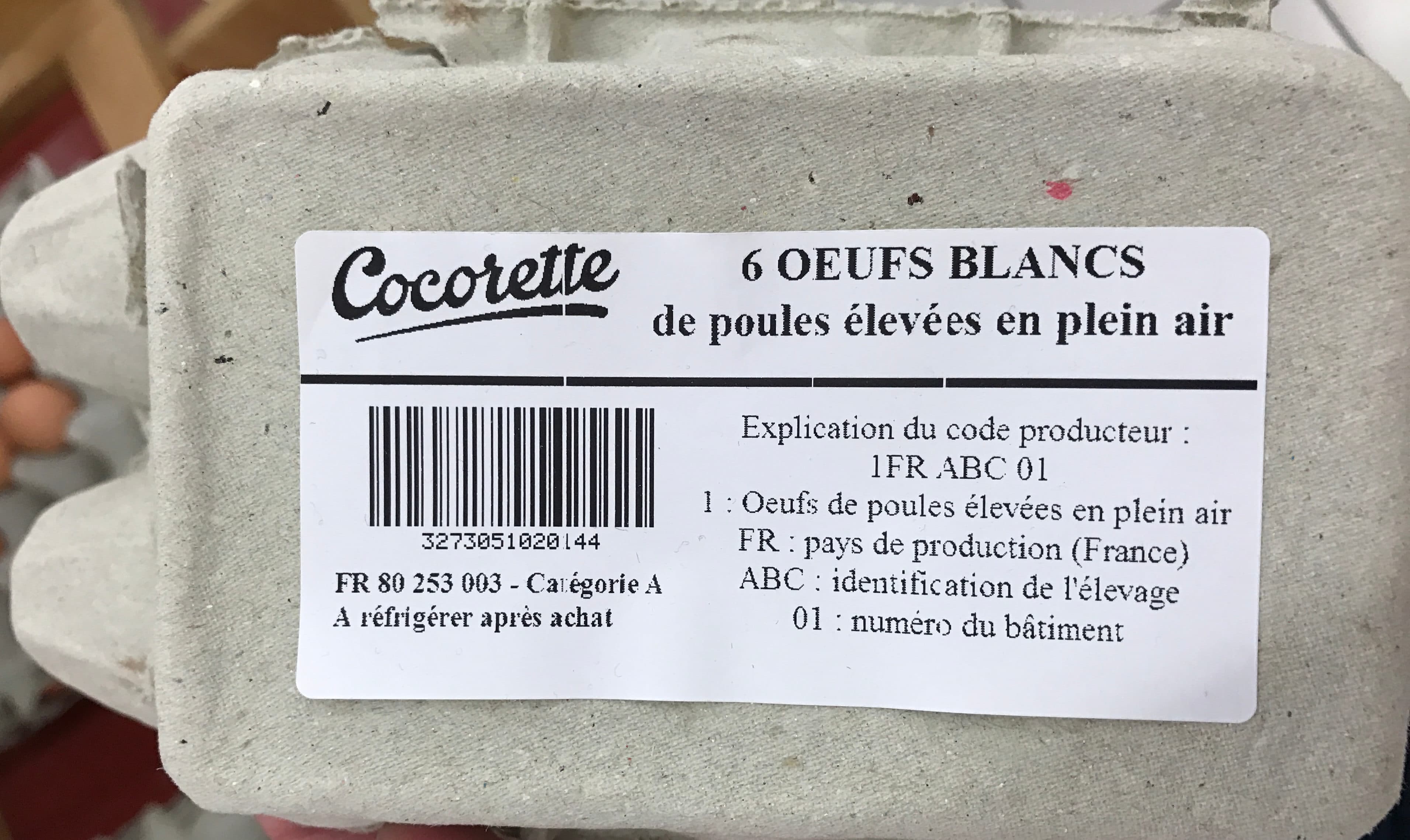 Cocorette Oeufs blancs de poules élevées en plein air packshot