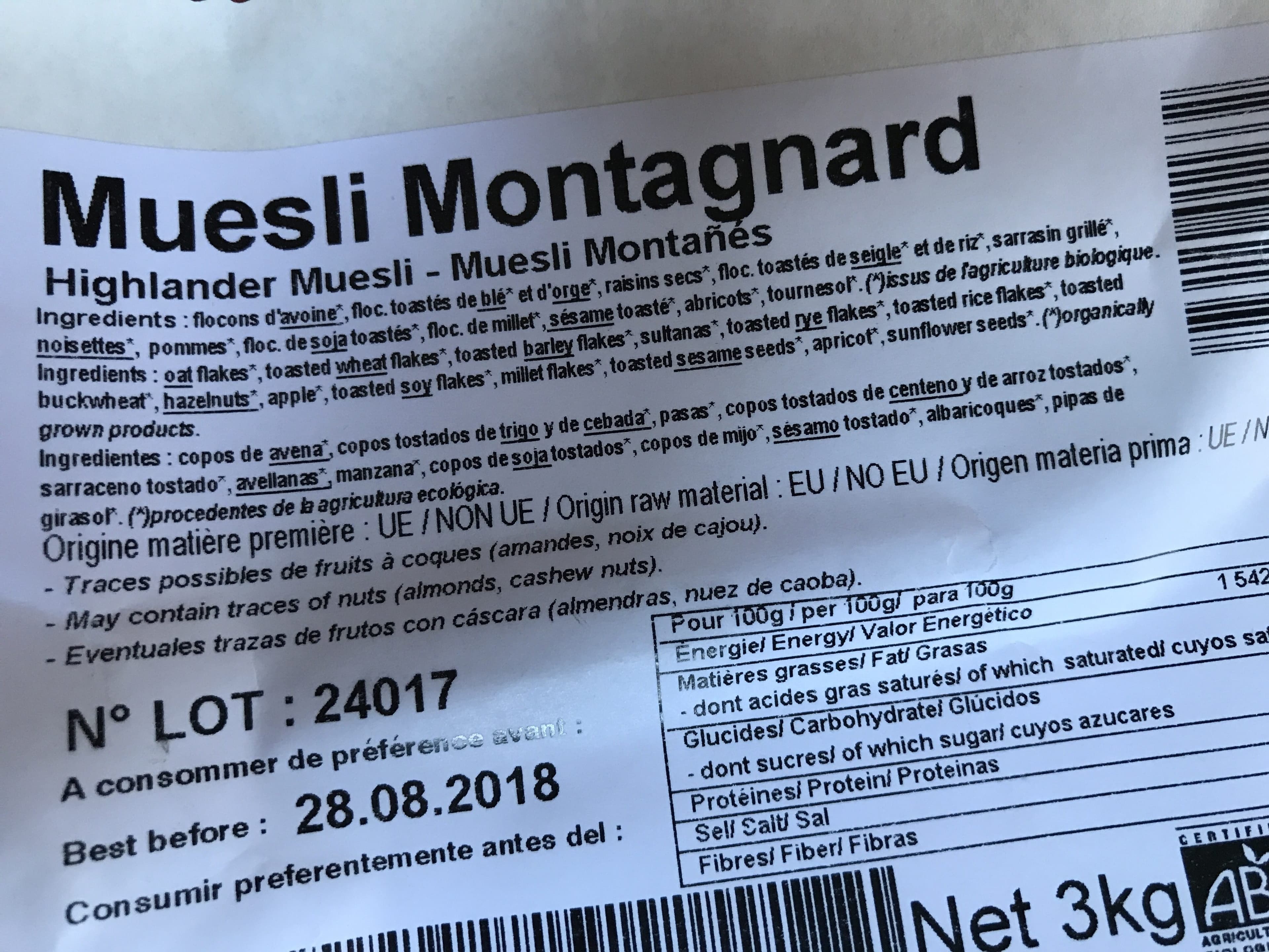 Celnat 3KG Muesli Du Montagnard packshot