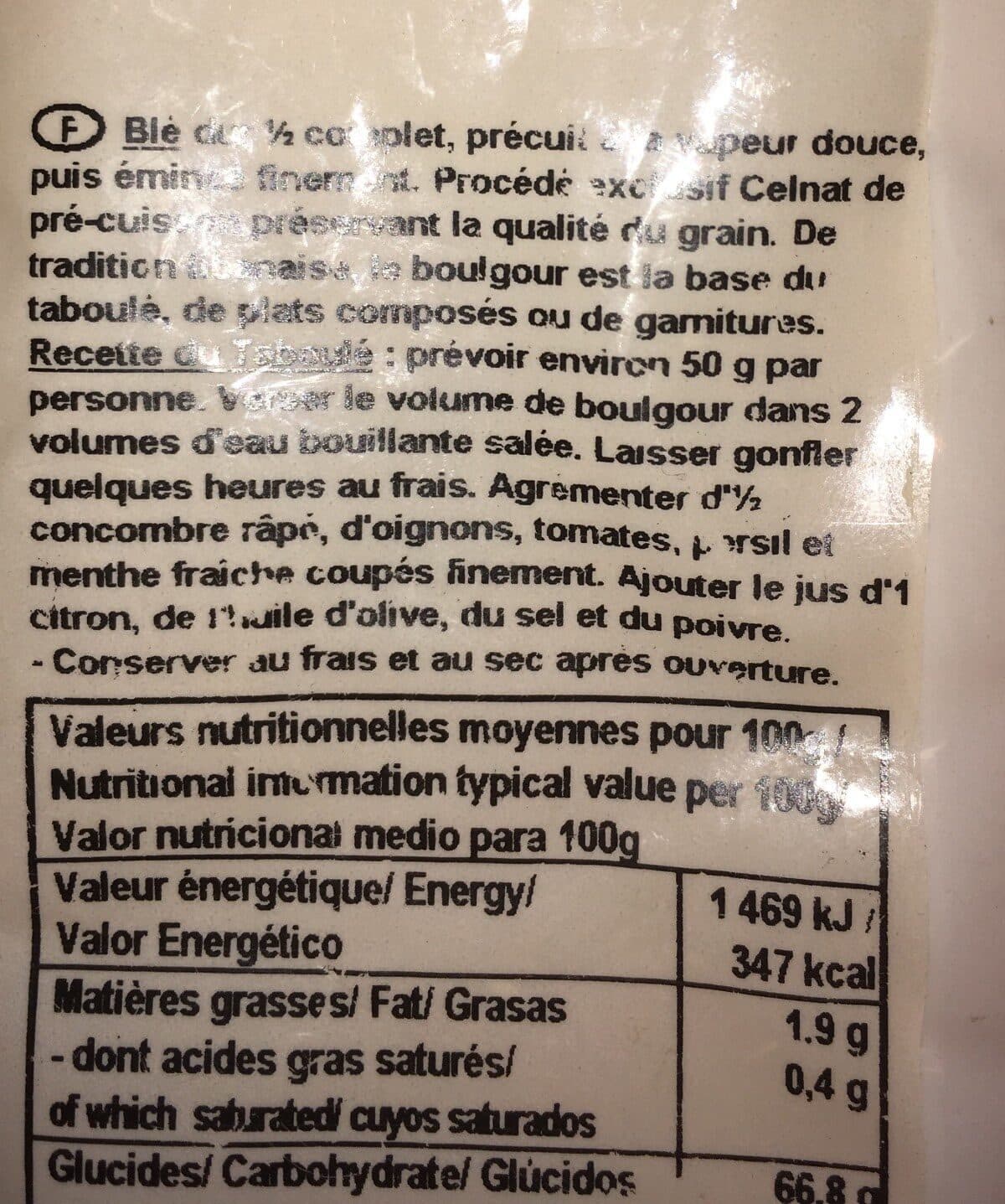 Celnat 500G Boulgour Fin packshot