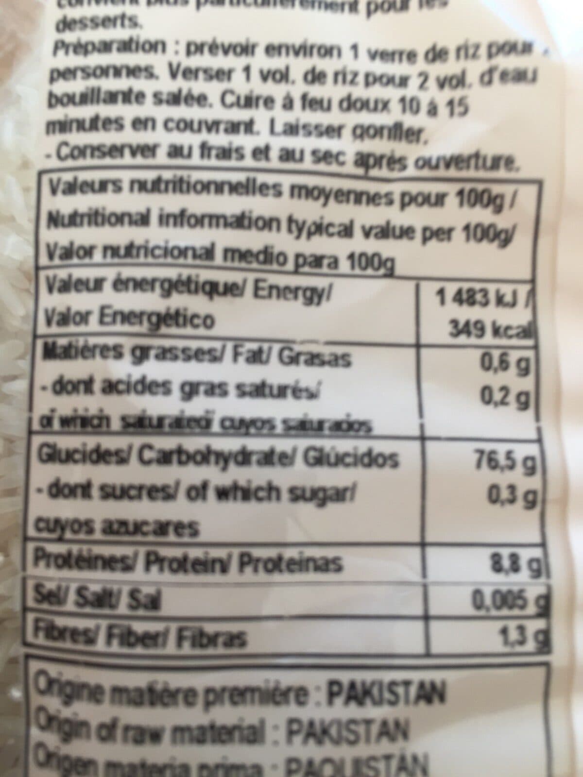 Open Food Facts 500G Riz Basmati Long Blanc packshot