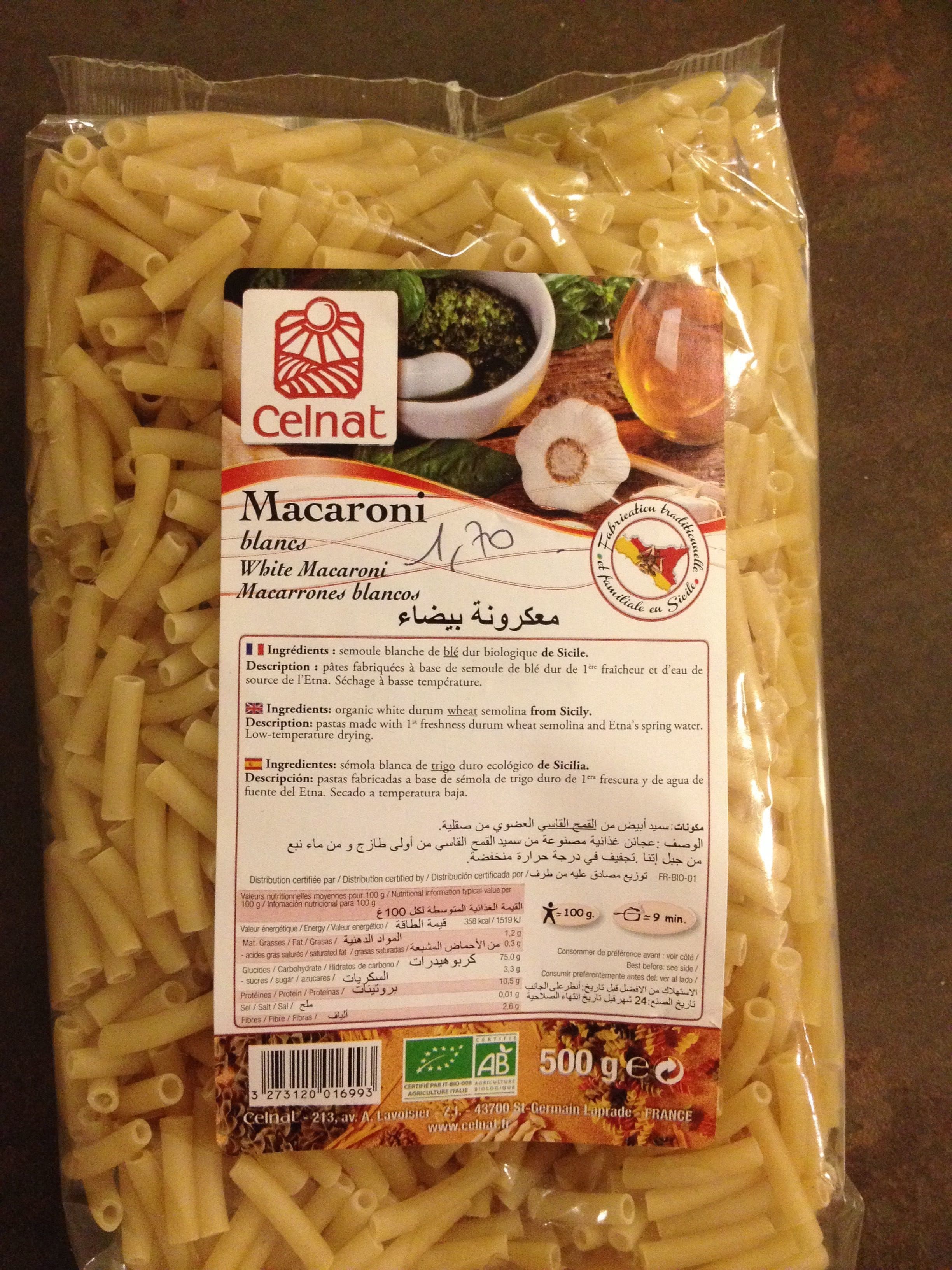 Celnat Macaronis blancs packshot
