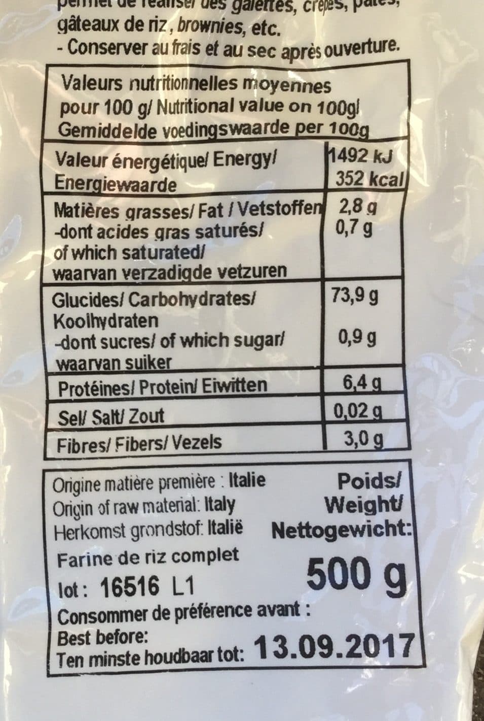 Happy Bio Farine de riz complet packshot