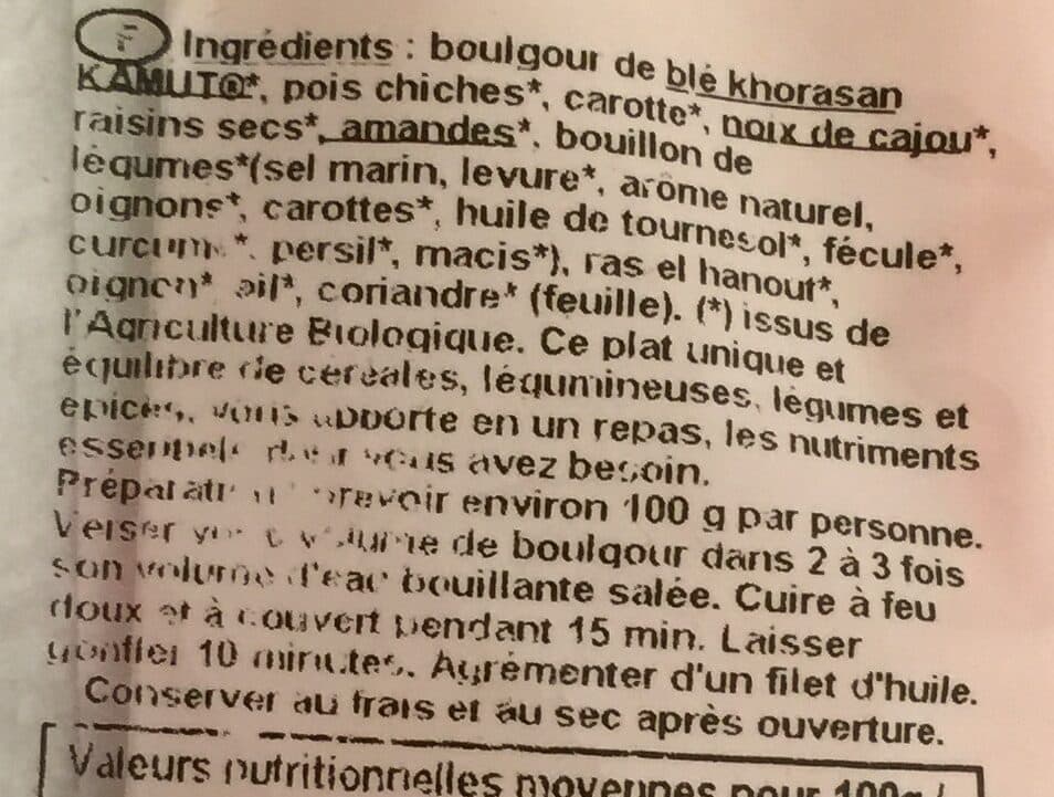 celnat Boulgour Kamut à l'oriental packshot