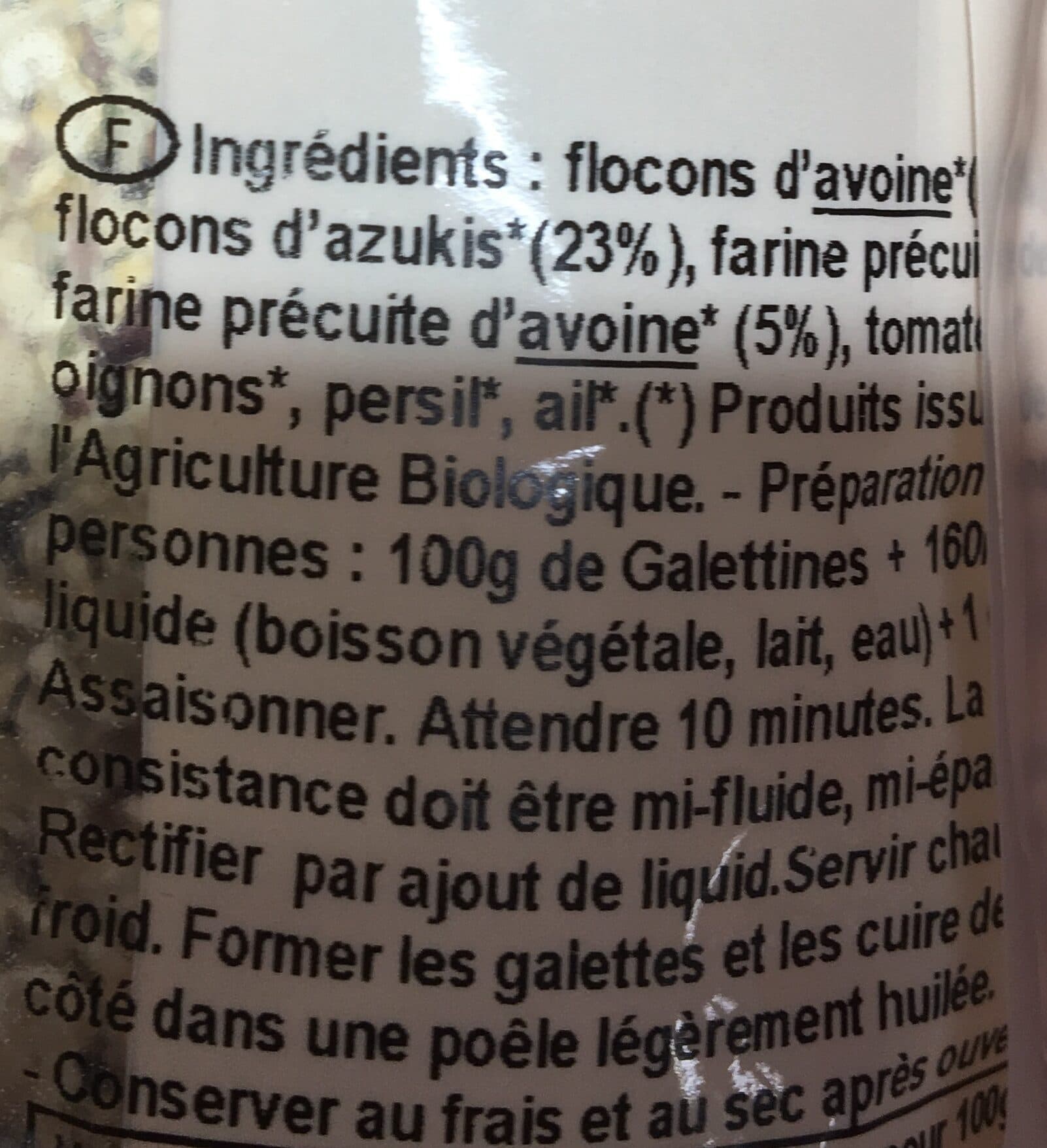 Celnat Préparation Galette Avoine Azukis packshot