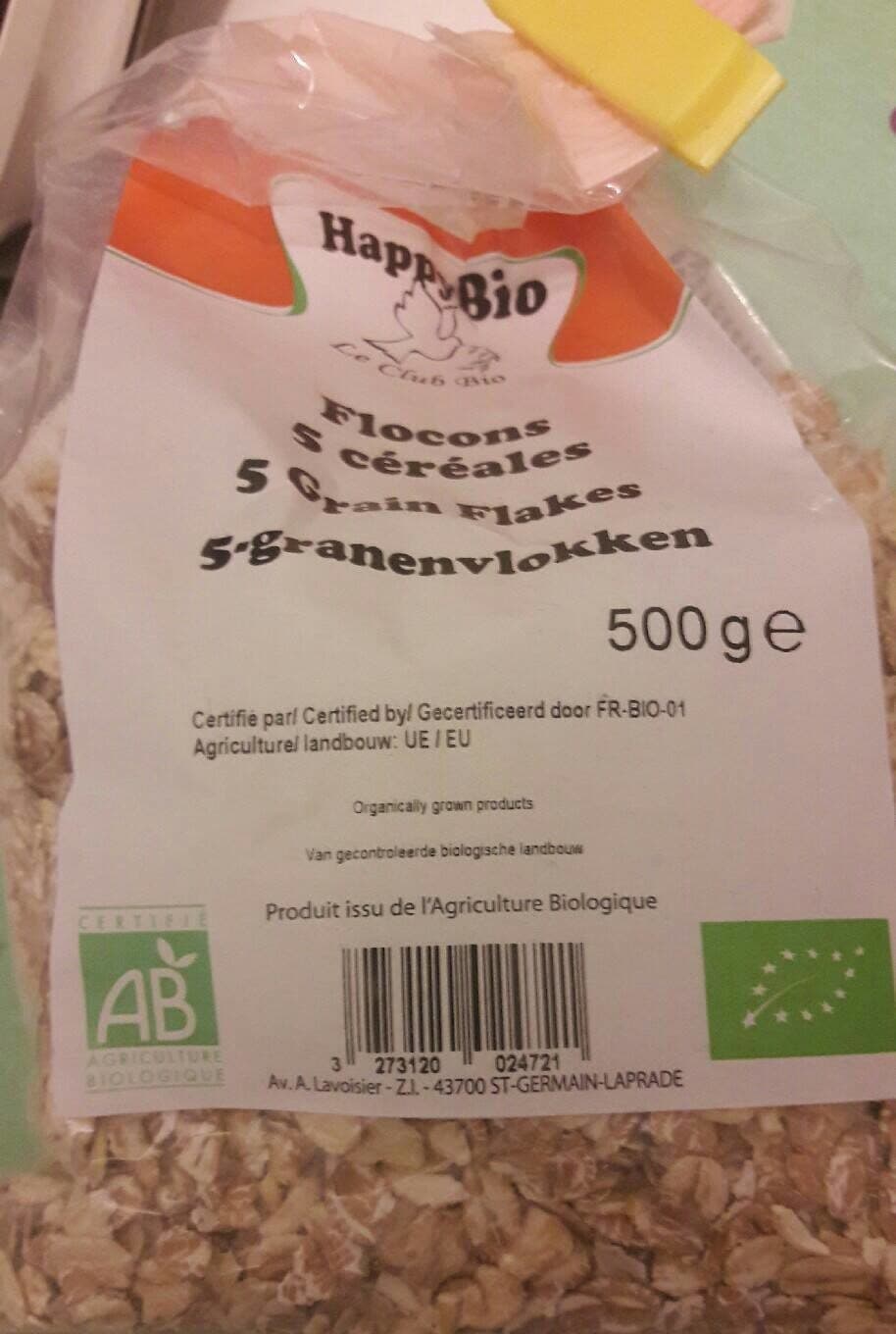 HappyBio Flocons 5 cereales packshot