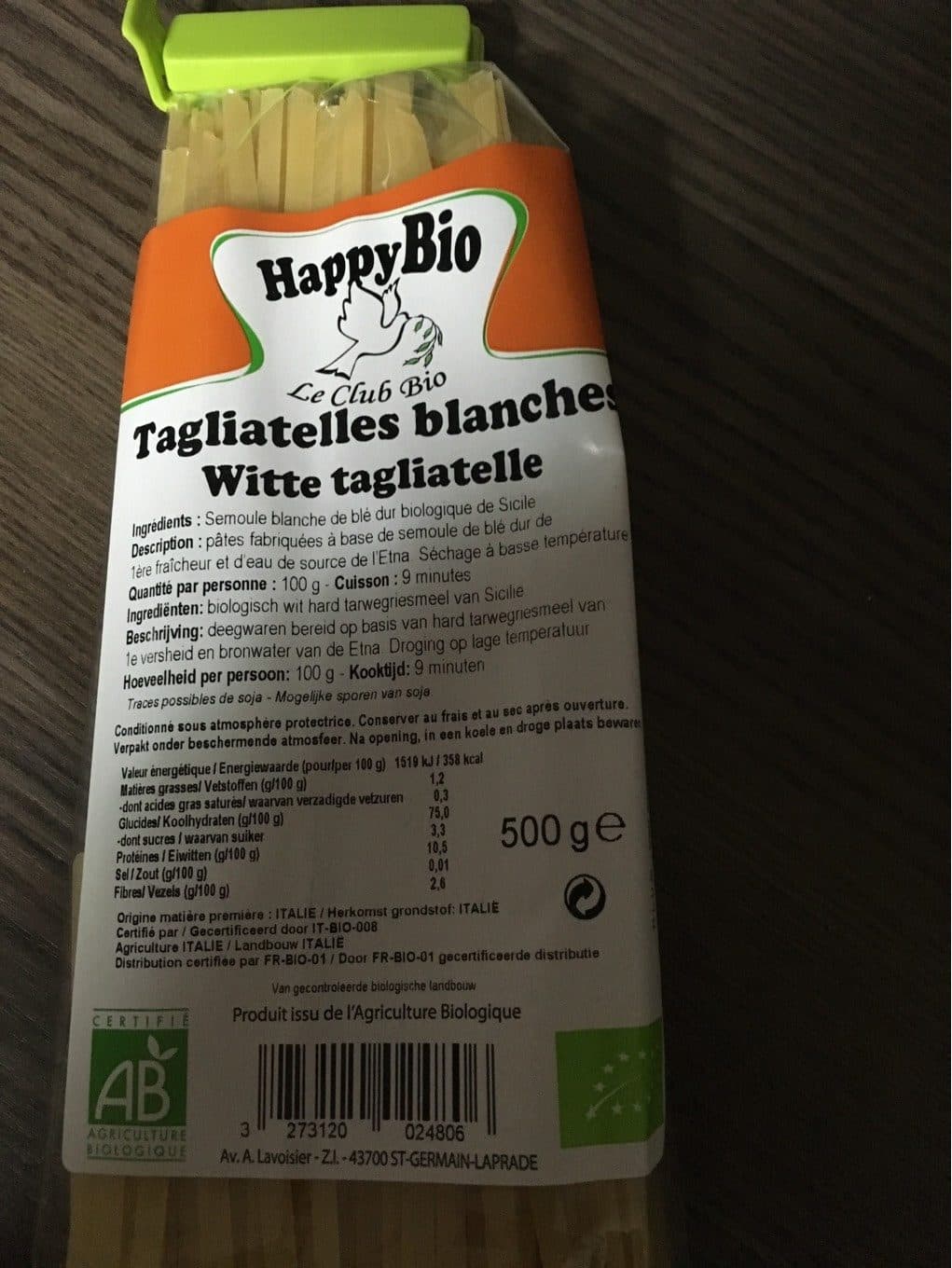 Happy Bio Tagliatelles blanches packshot