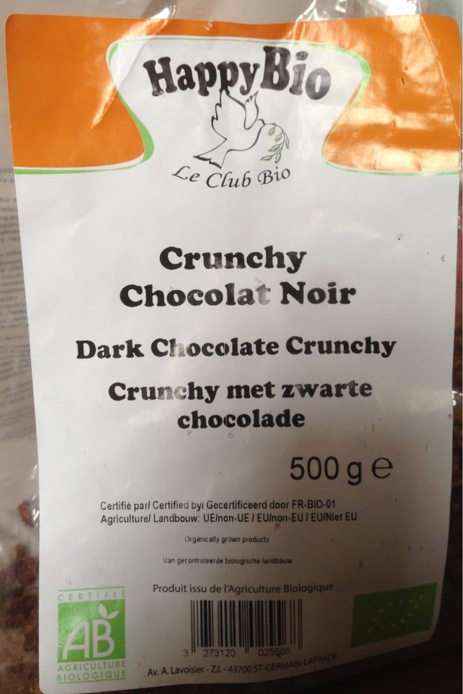Happy Bio Crunchy Chocolat Noir packshot