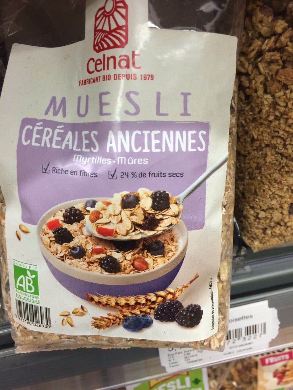 Celnat Muesli céréales anciennes myrtilles-mûres packshot