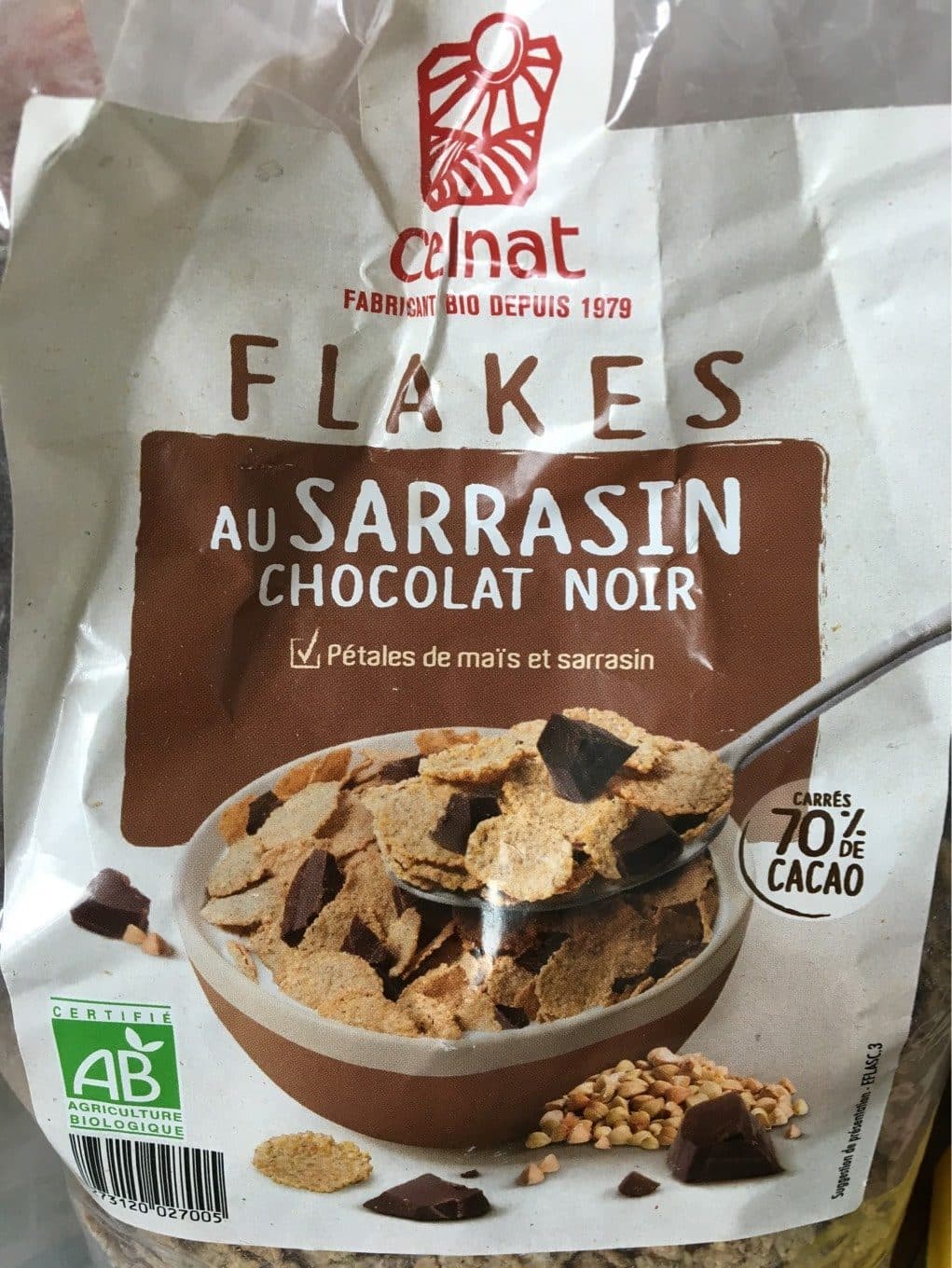 Celnat Corn Flakes de trigo sarraceno con chocolate packshot