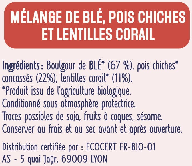 Happy Bio Mélange Blé-Pois chiches-Lentilles packshot