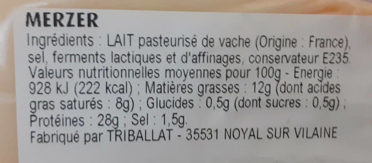 Open Food Facts Le MERZER au lait pasteurise, 12%MG packshot