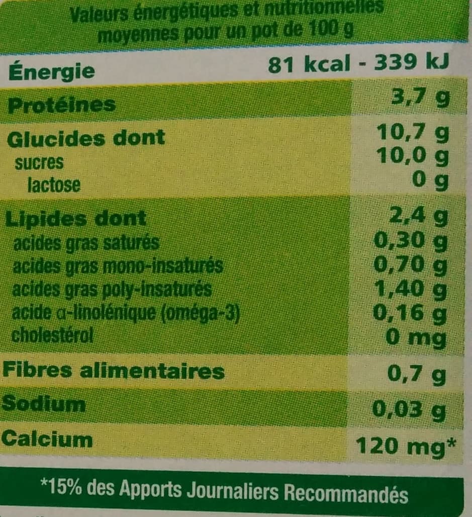 Sojasun Dessert végétal aux morceaux de fruits, Poire Amandes (4 Pots) packshot