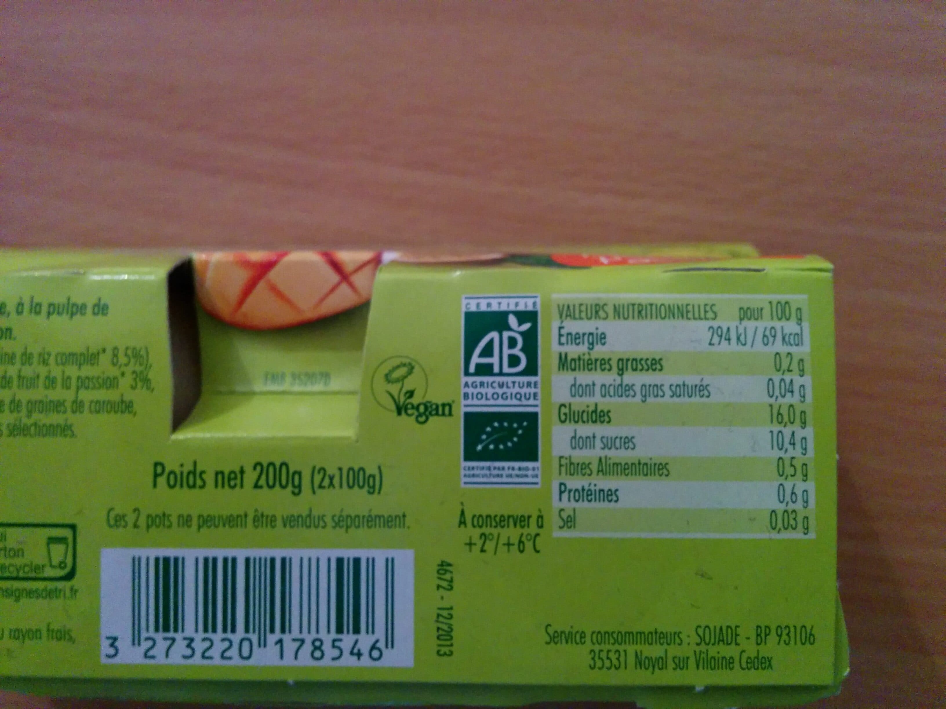 Sojade Délice de riz Mangue Passion packshot