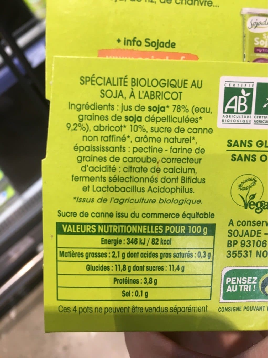 Sojade SOJADE ABRICOT BIFIDUS packshot