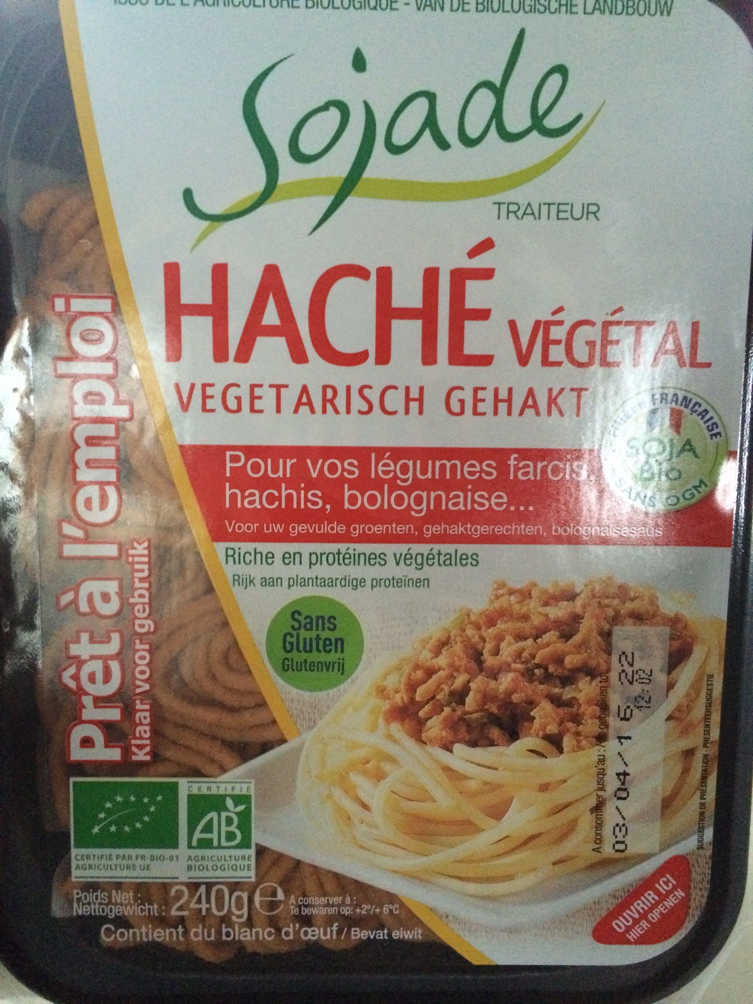 Sojade Haché végétal prêt à l'emploi packshot
