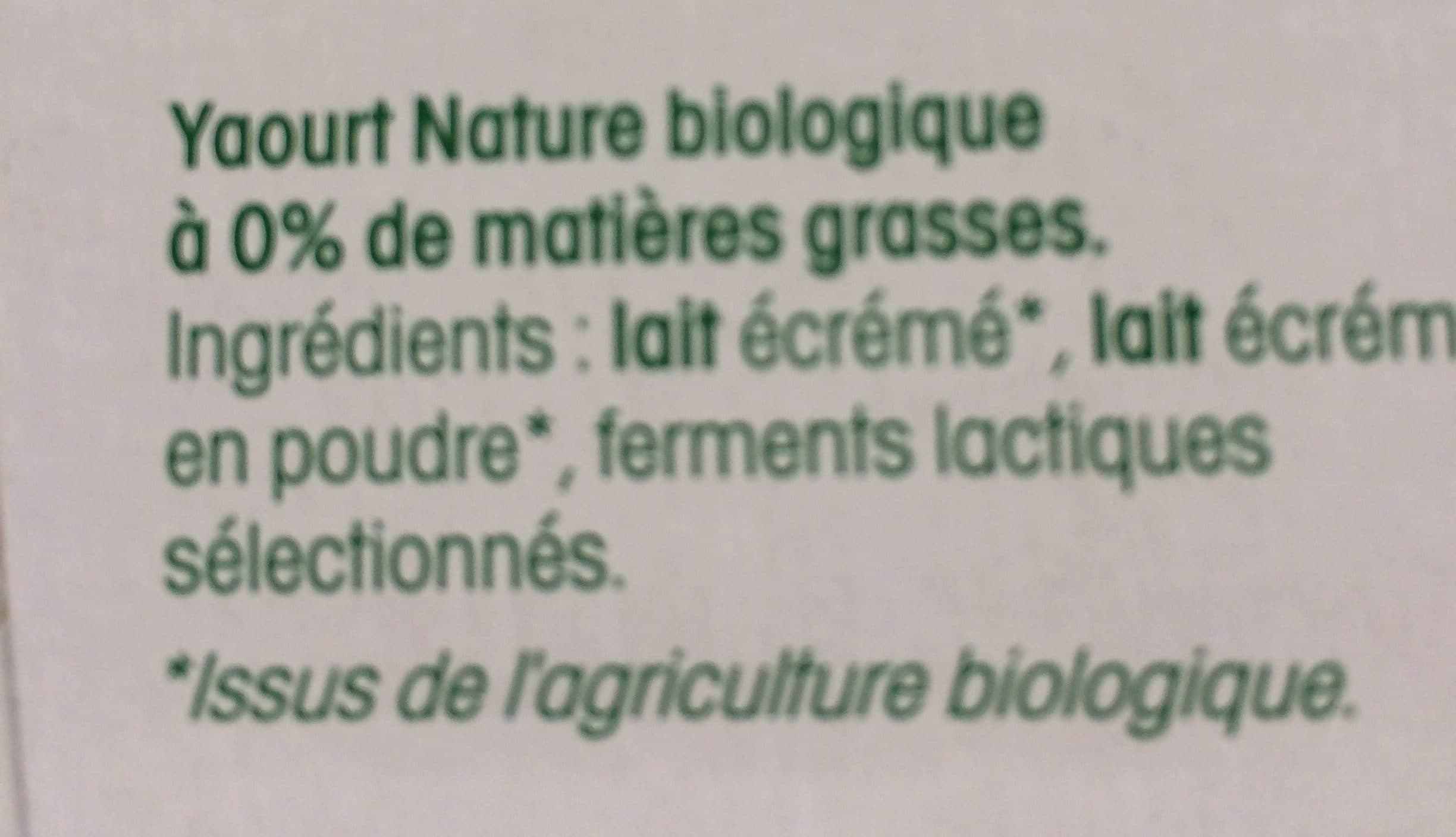 Vrai Yaourt nature biologique 0%MG packshot