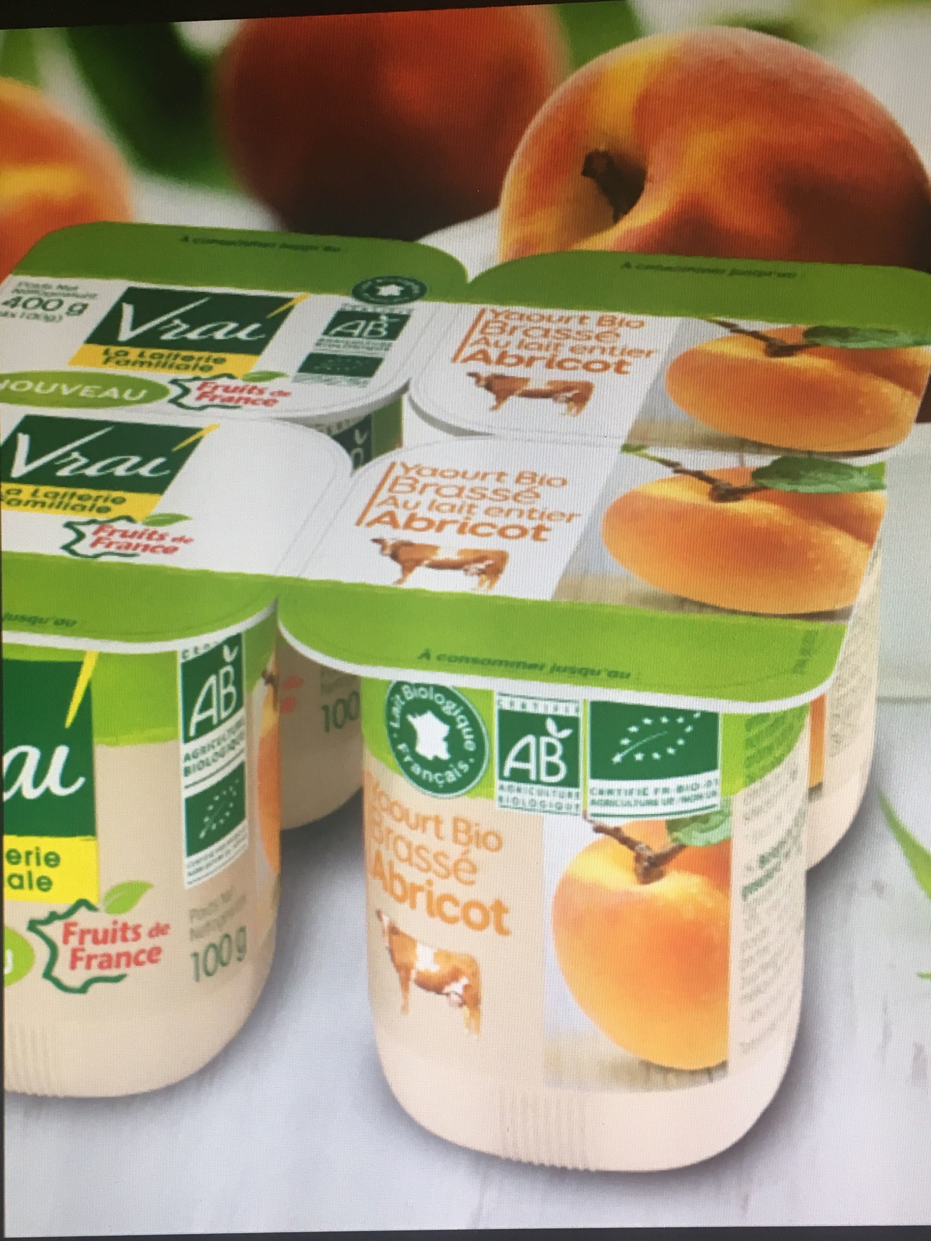 Vrai Yaourt bio brassé Abricot packshot