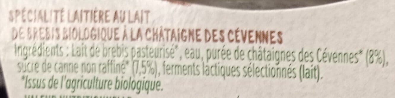 Vrai Châtaigne des Cévennes lait bio de brebis packshot