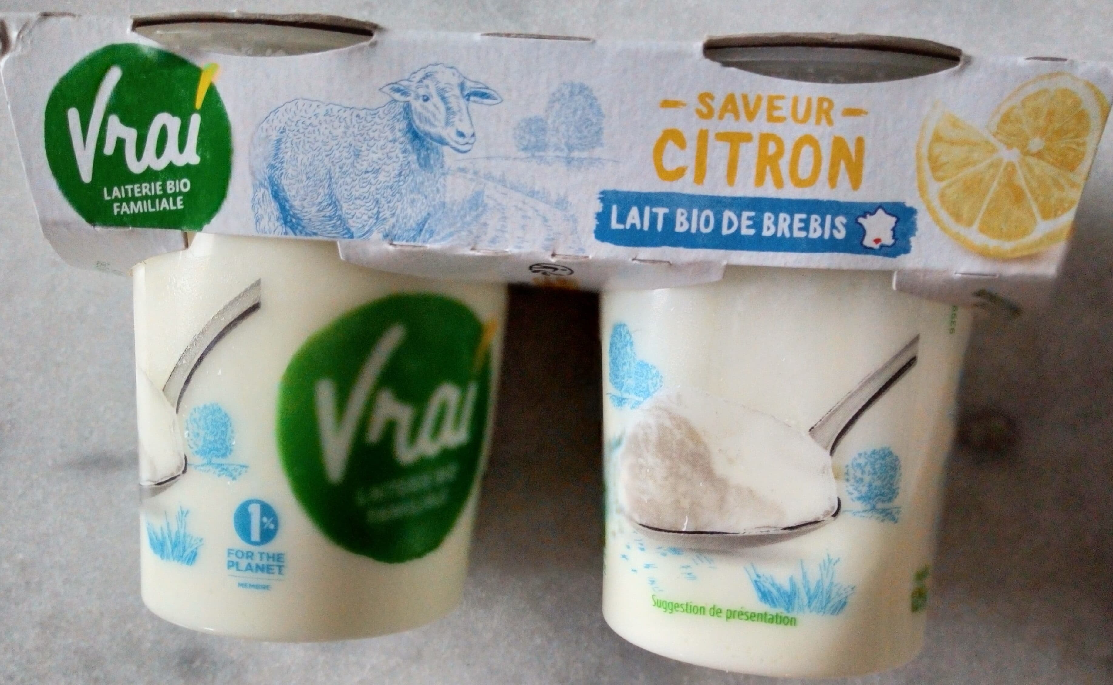 Vrai Yaourt lait de brebis saveur citron packshot