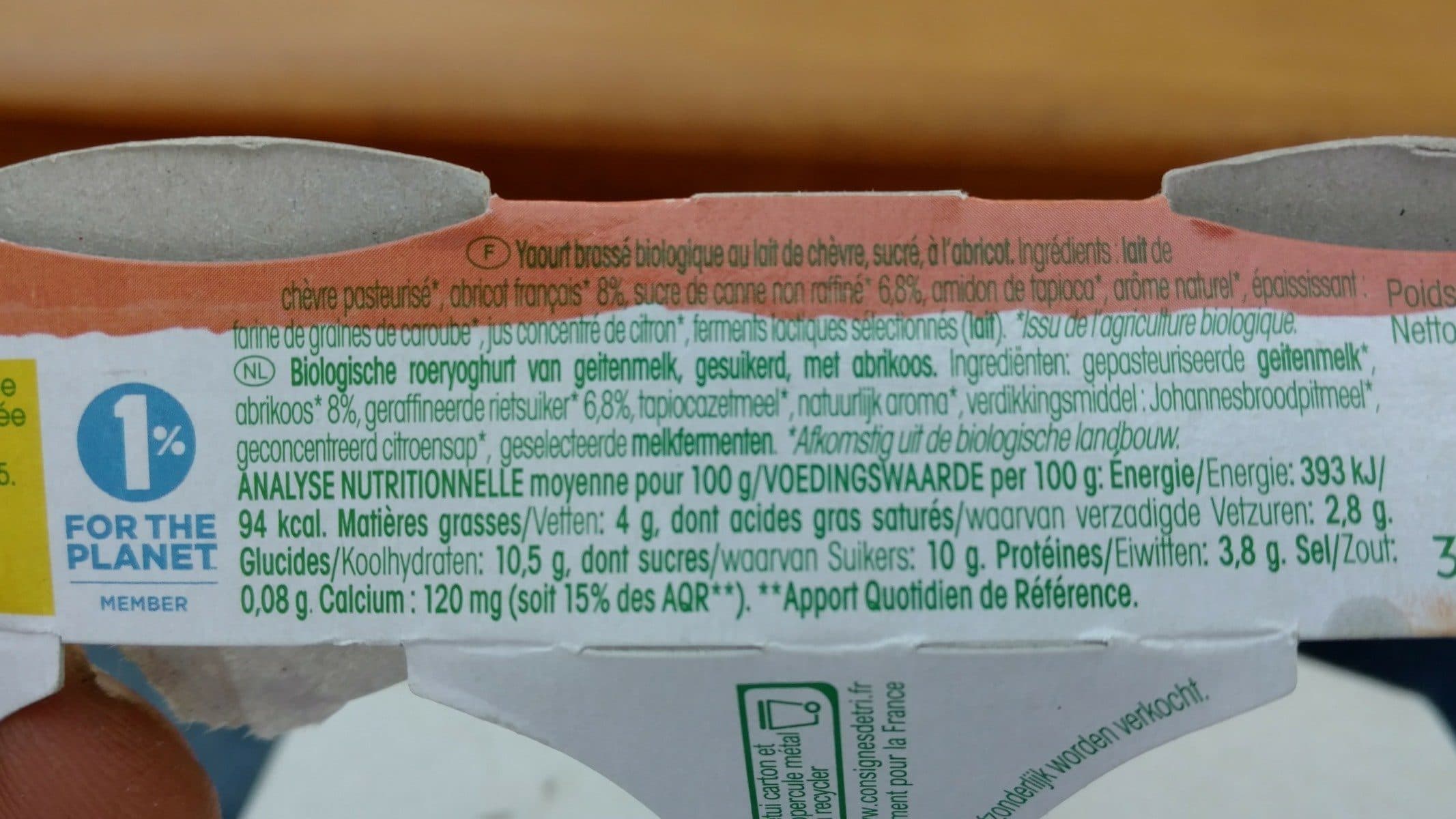 Vrai Tendresse abricot - brassé de chèvre bio packshot