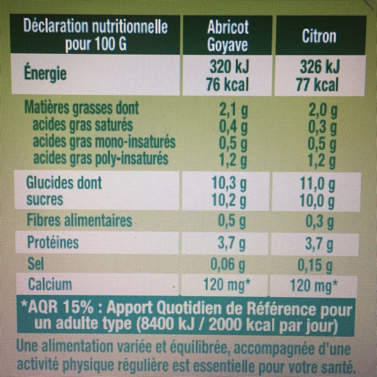 Sojasun Panaché de fruits mixés : 2 Abricots Goyave, 2 Citron packshot