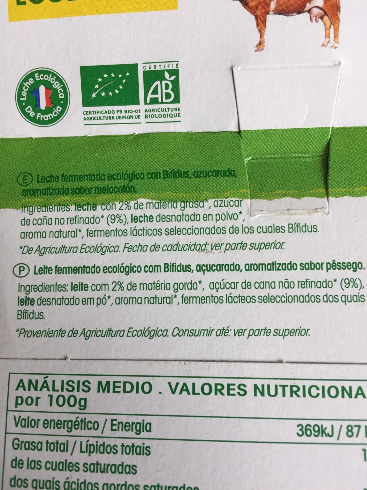 Vrai Bifidus sabor melocotón packshot