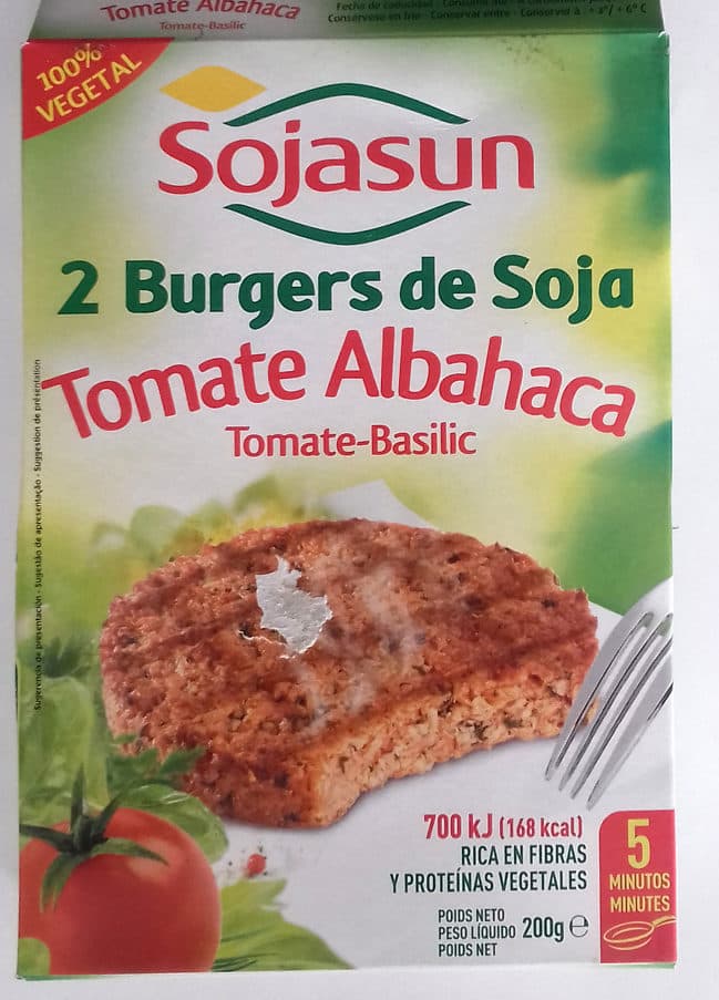 Sojasun Hamburguesas vegetales de soja de tomate y alhabaca packshot