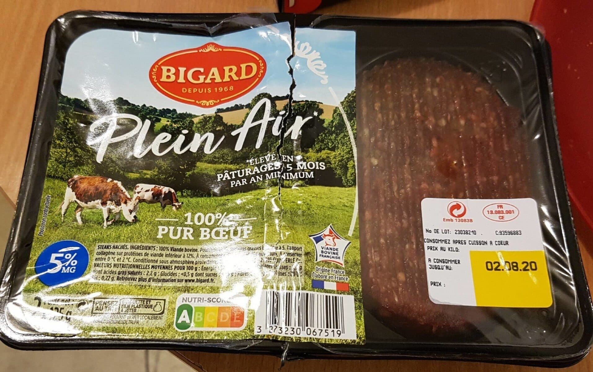 Bigard Steaks Hachés 100% Pur Boeuf 5% MG Plein Air packshot