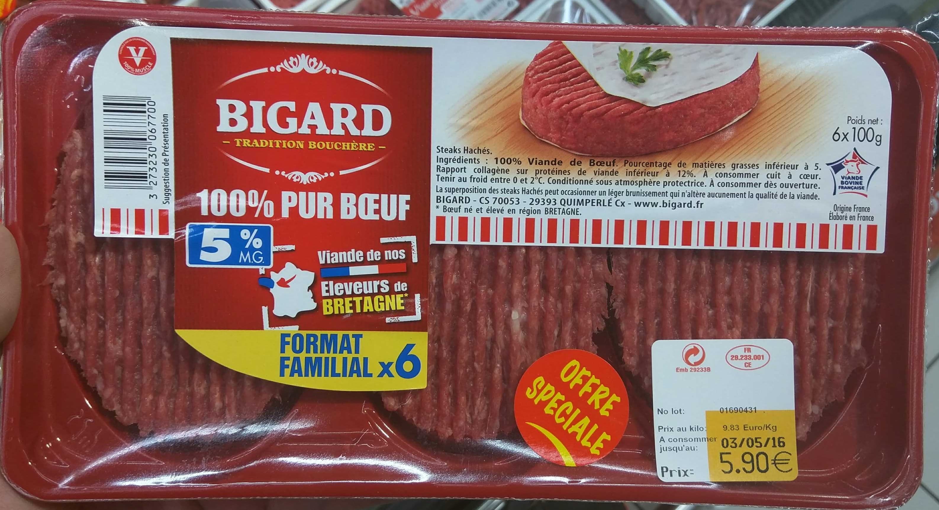 Bigard 100% Pur Boeuf 5% MG packshot