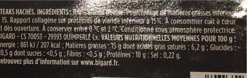 Bigard Steak hache charolais Bigard Pur boeuf 15%mg packshot