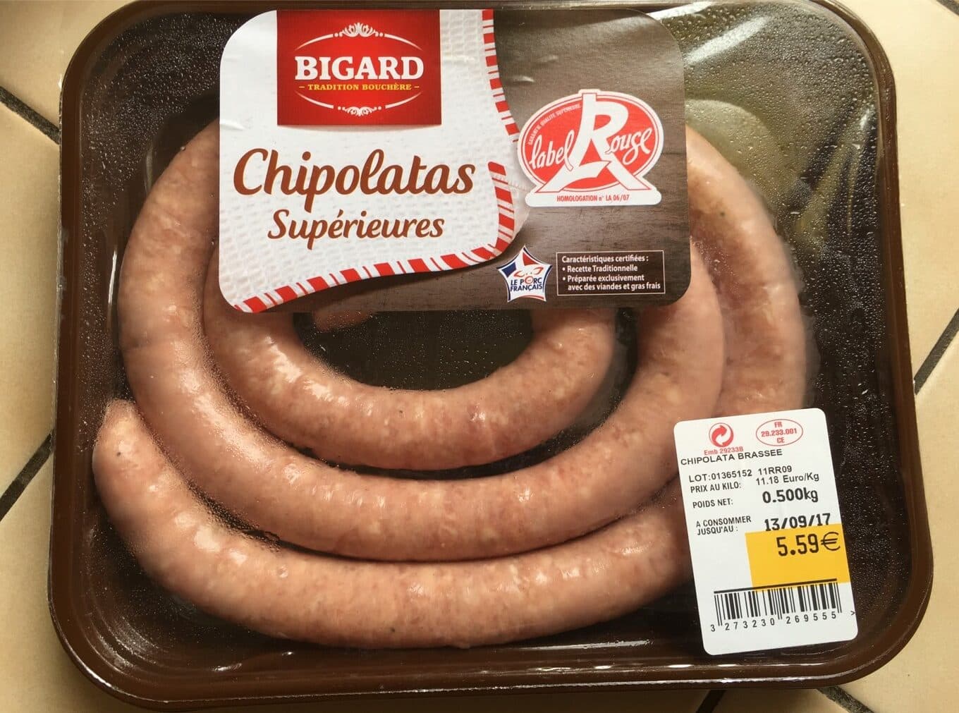 Bigard Bigard chipolata enroulee 500g label rouge packshot
